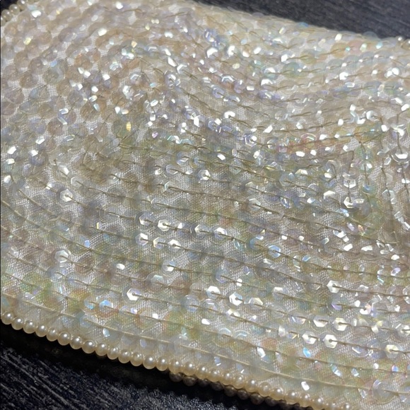 VINTAGE POUCH BAG PEARLS & SEQUINS RAINBOW COLOR - Picture 8 of 8